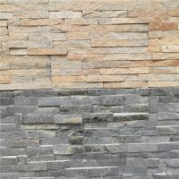 Pale yellow cultured stone veneer natural slate thin brick extrior stone siding panel