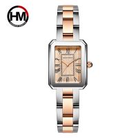 Japanese 2035 movement women&#039;s brand watch Square retro Roman numerals quartz watch steel buckle watch