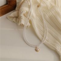 French pearl necklace for women ins cold wind double vintage clavicle chain for women high-grade sense of light luxury
