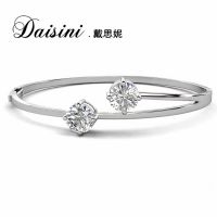 Dashiell new S925 sterling silver European and American fashion Mossan diamond original overlapping design of all matching geometric bracelet