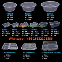 300-2500ml rectangular round disposable lunch box lunch box transparent plastic tableware wholesale packaging Box PP takeaway fast food box