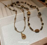 Maillard temperament irregular oval tiger's eye necklace personality trend sweater chain fashion high-end necklace women