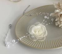 Fairy mesh flower pearl three-layer necklace personality temperament fashionable small fresh necklace niche design sense