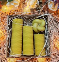 Beeswax Candle Gift Set. Natural Wax Candles. Decorative Candle. Gift box. Decor Candle Natural Bees wax candles. Set of 4 wholesale candles