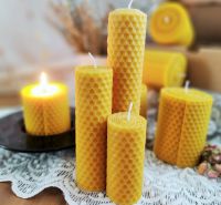 Set Of 3 Honeycomb Candles, Handmade Gift Candles 15 Cm, 11 Cm And 7 Cm Long 3cm Wide