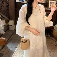 The cold moon is the new Chinese style dress with a super good design sense and a full-width Tencel embroidered long skirt 2024 spring and summer