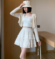 Lace Cake Skirt for Women's Spring/Summer New Half Skirt Academy Style White Short Skirt Age Reducing High Waist Elegant Dress