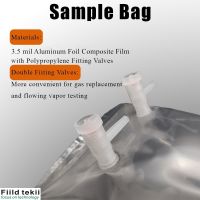 Aluminum Foil PTFE Sample Bag for Vapor, Air and Gas Analysis, Al Foil Composite Film with Dual Polypropylene Fiiting Valves