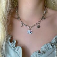 Hello Kitty homemade Burr Thorn metal necklace sweet and spicy retro Y2K Spice Girl Necklace trend