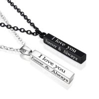 Stainless steel Wishing Post pendant necklace Black Silver post necklace Couple accessories New accessories Men's chain