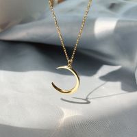 Aphra 925 silver gold glossy moon necklace female Korean version simple ins style clavicle chain light luxury senior necklace