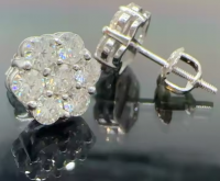 Iced out cluster lab diamond earrings screw back 925 silver flower vvs moissanite for men women