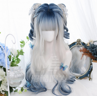 Irregularly dyed body wave long hair wig gradient color Lolita beauty Japanese character play wig