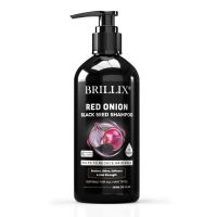BRILLIX RED ONION BLACK SEED SHAMPOO - for Hair Fall Control, Restore Shine, Softness & hair Strength - 300 ml