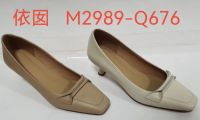 Womens Low Heel Leather Pumps Elegant and Comfortable M2989-Q676