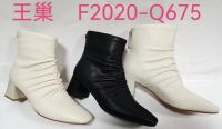 Women Ankle Boots Elegant Leather Mid-Heel Boots for Fall/Winter  F2020-Q675