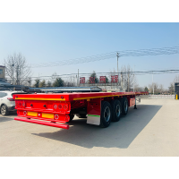 Yuetong Brand Shipping container 3 axles 50 ton Flatbed semi traile Flat Bed Truck Trailer for sale