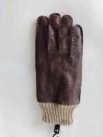 Acrylic knttting cuff sheepskin leather winter mens glove