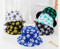 Summer And Spring Outdoor 100% Cotton Fisherman Hat wholesale custom high quality Maple Leaf Print bucket hats