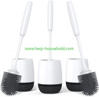 Heqi household Silicone Toilet Brush, Household Toilet Bowl Brush and Holder Set with Ventilated Holder, Toilet Cleaner Brush for Bathroom,Floor Standing & Wall Mounted Toilet Scrubber Without Drilling
