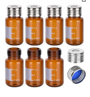 Headspace Vial, 10ML~40ML Precision Thread Vial, Borosilicate Clear Glass and Rounded Bottom, Magnetic Precision Open Top Screw Cap with Blue PTFE (Brown)