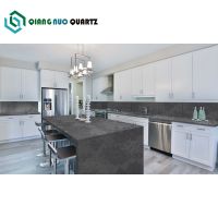 Artificial Stone White Quartz Slab With Grey Particle Vein For Countertop And Background