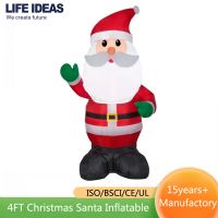 4FT Christmas Inflatables Santa Waving hand, Christmas Inflatables Outdoor Decorations, Built-in LED Lights Holiday Blow Up Yard Decoration Clearance for Yard, Holiday, Parties