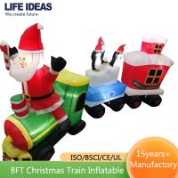8FT Christmas Inflatables Lighted Santa Claus ride Train, Blow-Up Cute Indoor Outdoor Xmas Decor Lawn Yard Garden Decorations