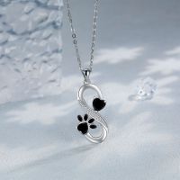 DaDa Crazy Love Pendant Necklace Bear Dog Paw Black Couple Heart Pendant Necklace Cute Girl Love Mother's Day Necklace Pendant