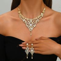 DaDa Fashion exaggerated rhinestone necklace earrings set bridal dress banquet women's jewelry