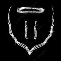 DaDa Bridal jewelry, European and American hot sale three-piece rhinestone claw chain jewelry set, noble and elegant