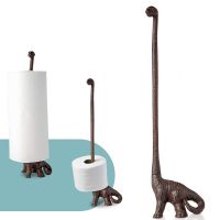 Paper Towel Holder or Freestanding Toilet Paper Holder - Cast Iron Dinosaur Paper Holder - Toilet Roll Holder or Stand Up Paper Towel Holder - Rustic Brown with Vintage Finish
