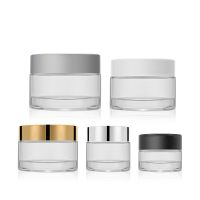 Wholesale 5G 10G 15G 20G 30G 50G Empty Clear Cosmetic Glass Cream Jars with Gold Silver Black White Lids For Skin Care