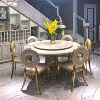New Luxury Gold Stainless Steel Home Furniture Metal Wedding Round Event Dining Table Set for Hotel Wedding