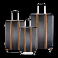 Fashion 3pcs luxury ABS luggage set with leather decoration #KTC-2874