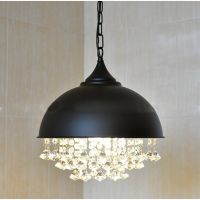 Industrial Vintage Crystal Pendant Light Black Metal Light Fixtures