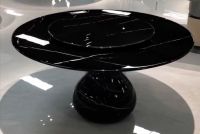 Black and White Root Marble Table | Round Dining Table