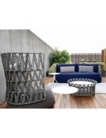 Modern Factory Living Room Rope Weaving Outdoor Garden Furniture Metal Sofa Bed Set
