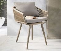 Modern Design Luxury Hotel Restaurant Patio Upholstered Rattan Dining Chair Outdoor Wicker Garden Chairs With Cushion