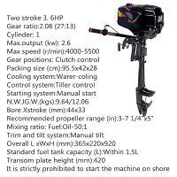 Trolling Motor, Outboard Motor Propeller Machine,Two Stroke, Short/long Shaft, Hand Pull Engine, Marine Engines, for Dinghies, Fishing Boats Kayak Fishing Boats
