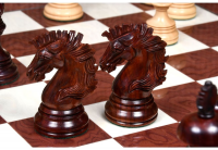 New Indian-American Luxury Series Triple Weighted Chess Pieces in Bud Rosewood(Padauk) / Box Wood Ver 2.0 - 4.4" King