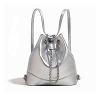 Convertible Silver Chain Backpack & Shoulder Bag Ã¢ï¿½ï¿½ Biobased Leather & Recycled Lining