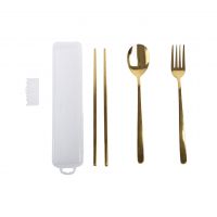 3Pcs Golden Flatware Set With Storage Box