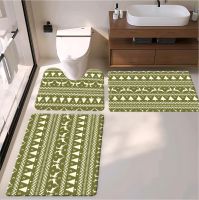 3pcs  bath toiet Mat PU Leather Wear Resistance Bathroom Floor Mat  Quick Drying Rubber Non-Slip Shower Mat 