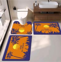 flower and sunset  bath toiet Mat PU Leather Wear Resistance Bathroom Floor Mat No Stains Quick Drying Rubber Non-Slip Shower Mat 