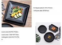 black frosted glazed plate, Ceramic tableware steak plate Light luxury black flat plate Restaurant pasta plate, black glazed plate