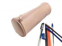 Large Capacity PU Leather Cylindrical zipper Pencil Bag Pencil Pouch Gift Pencil Case Stationery Bag for kids Polyester Pen Case