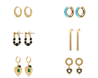 Trendy Stainless Steel Earrings Fashion Jewelry Hoop Stud Beaded Earrings
