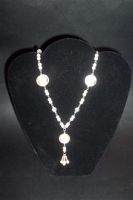 Glass foil and imitation pearl necklace