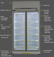 34 cubic feet display industrial freezer with panel